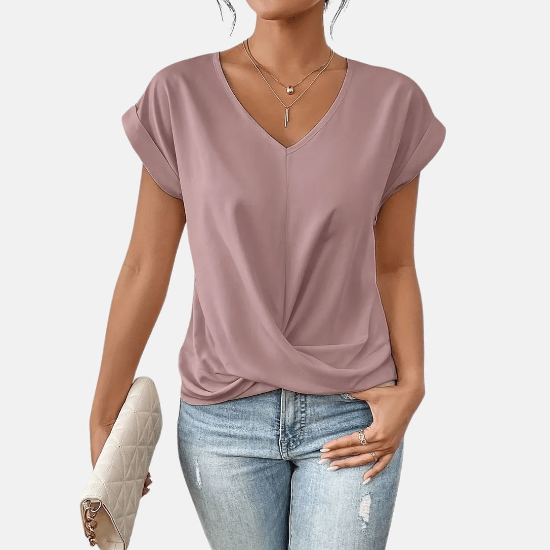 Alice V-Neck Draped Hem Blouse