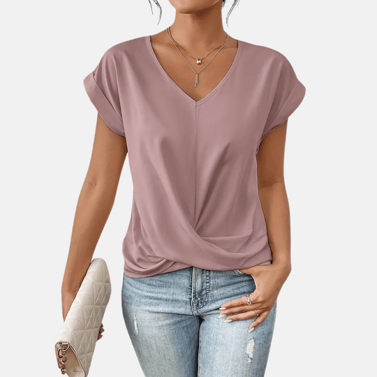 Alice V-Neck Draped Hem Blouse
