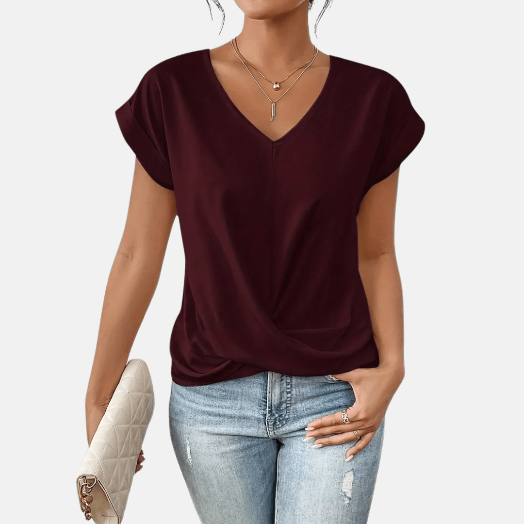 Alice V-Neck Draped Hem Blouse