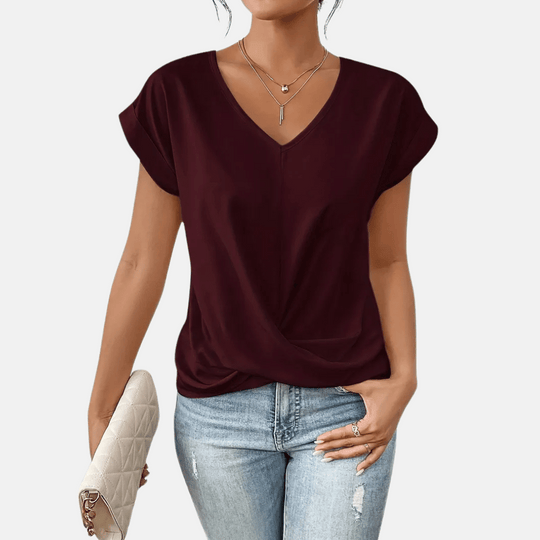 Alice V-Neck Draped Hem Blouse