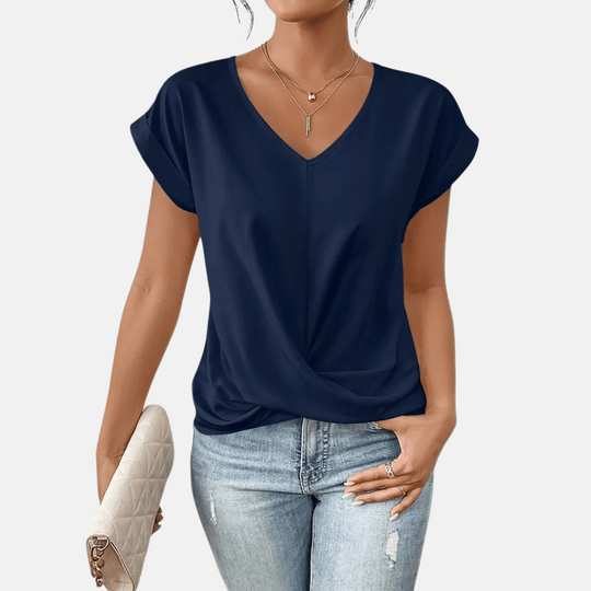 Alice V-Neck Draped Hem Blouse