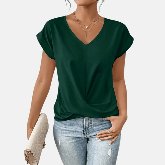 Alice V-Neck Draped Hem Blouse