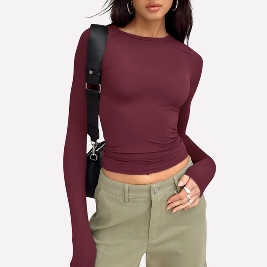 Valiora Long Sleeve Crop Top