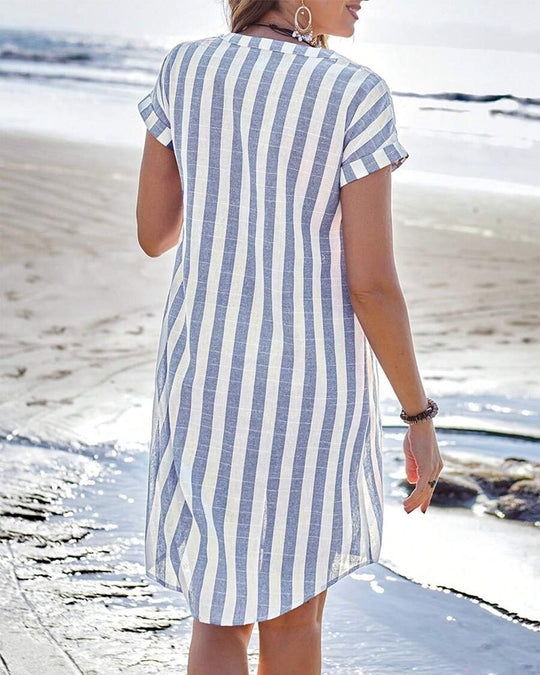 Scarlett Striped Button Midi Dress