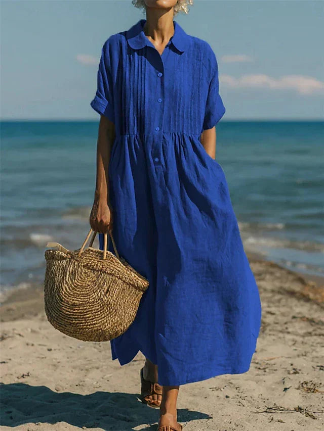 Sophia Collared Button Maxi Dress