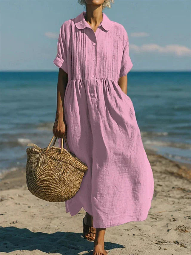 Sophia Collared Button Maxi Dress