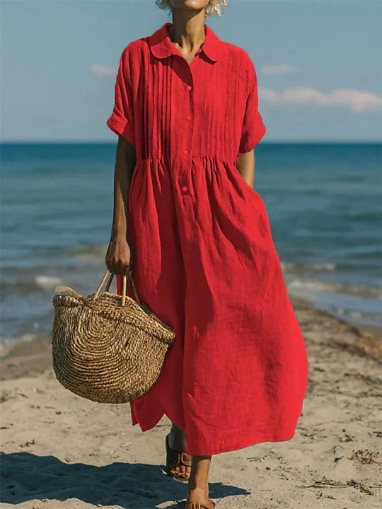 Sophia Collared Button Maxi Dress