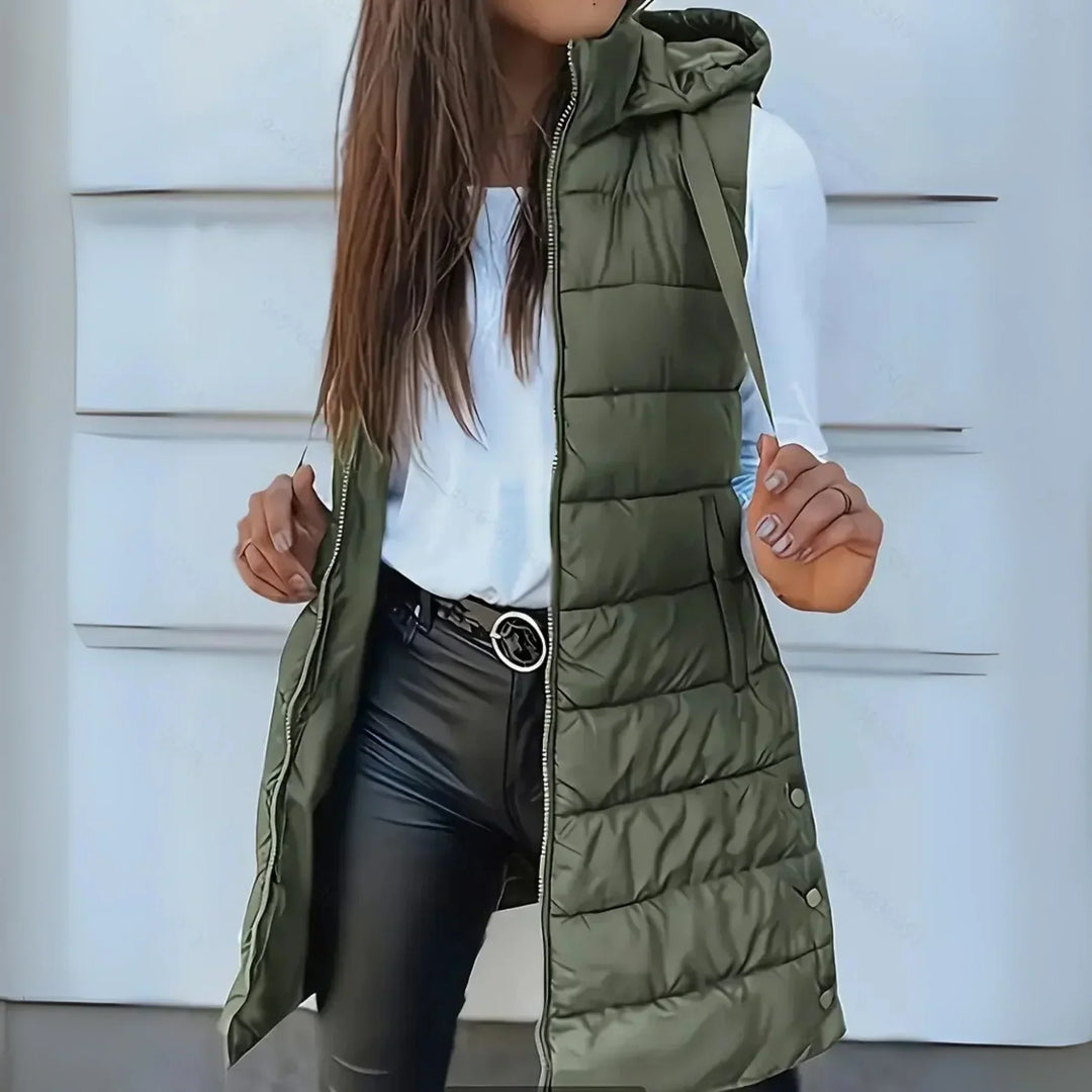 Betty Sleeveless Hooded Long Coat