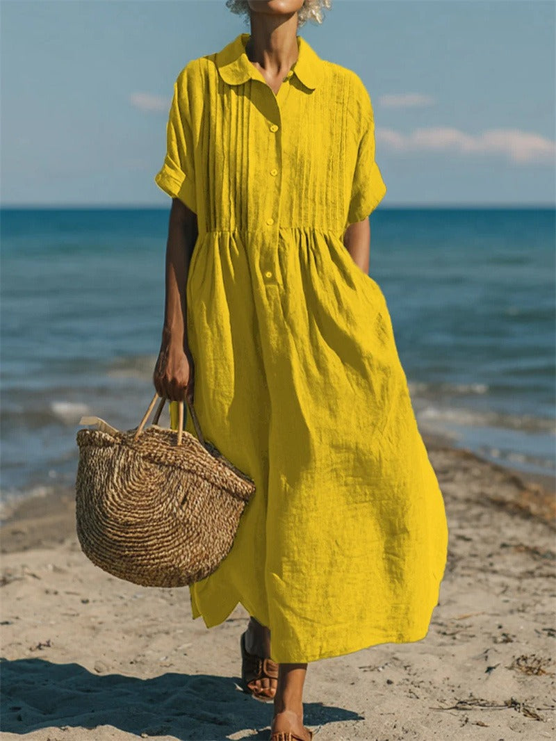 Sophia Collared Button Maxi Dress