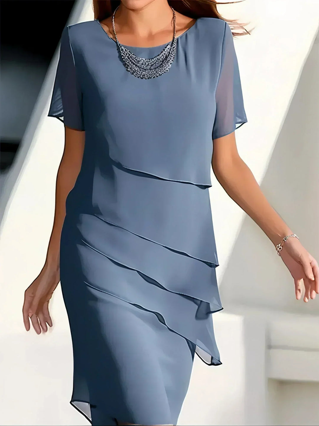Stella Flowy Short Sleeve Midi Dress
