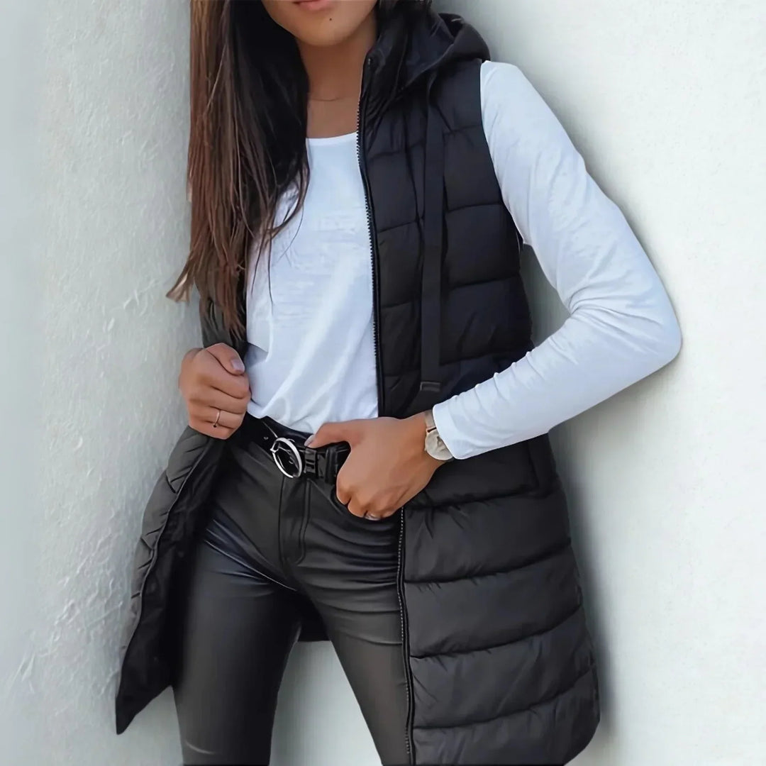 Betty Sleeveless Hooded Long Coat