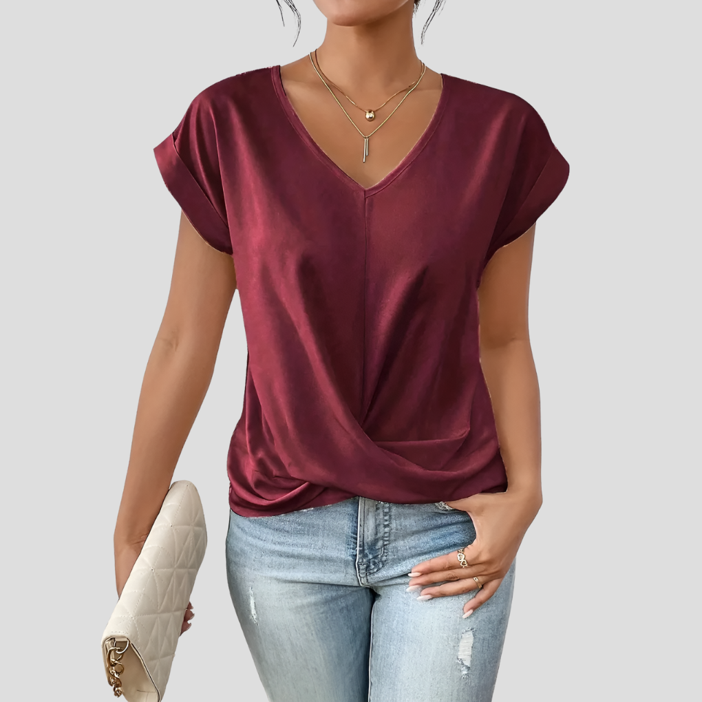 Alice V-Neck Draped Hem Blouse