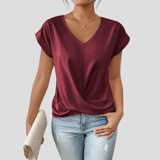 Alice V-Neck Draped Hem Blouse