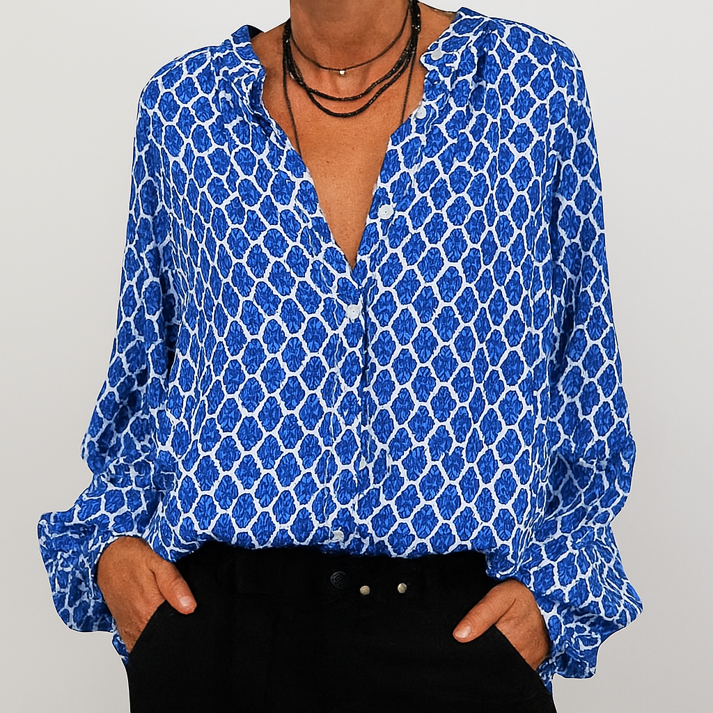 Yvette Printed V Neck Blouse
