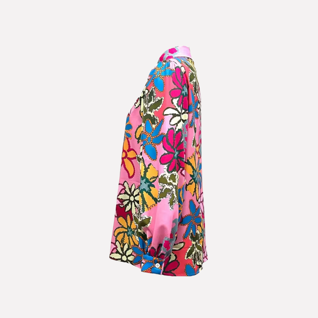 Ester Floral Print Button Up Front Blouse