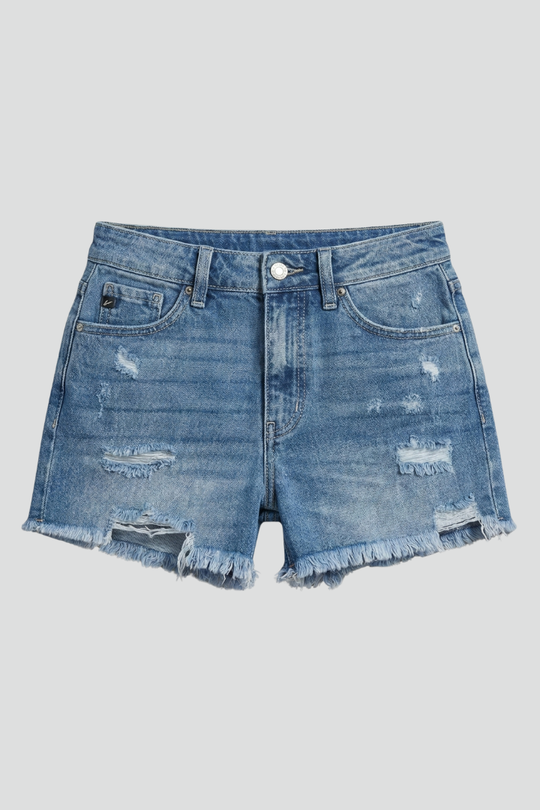 Elva Frayed Hem Denim Shorts