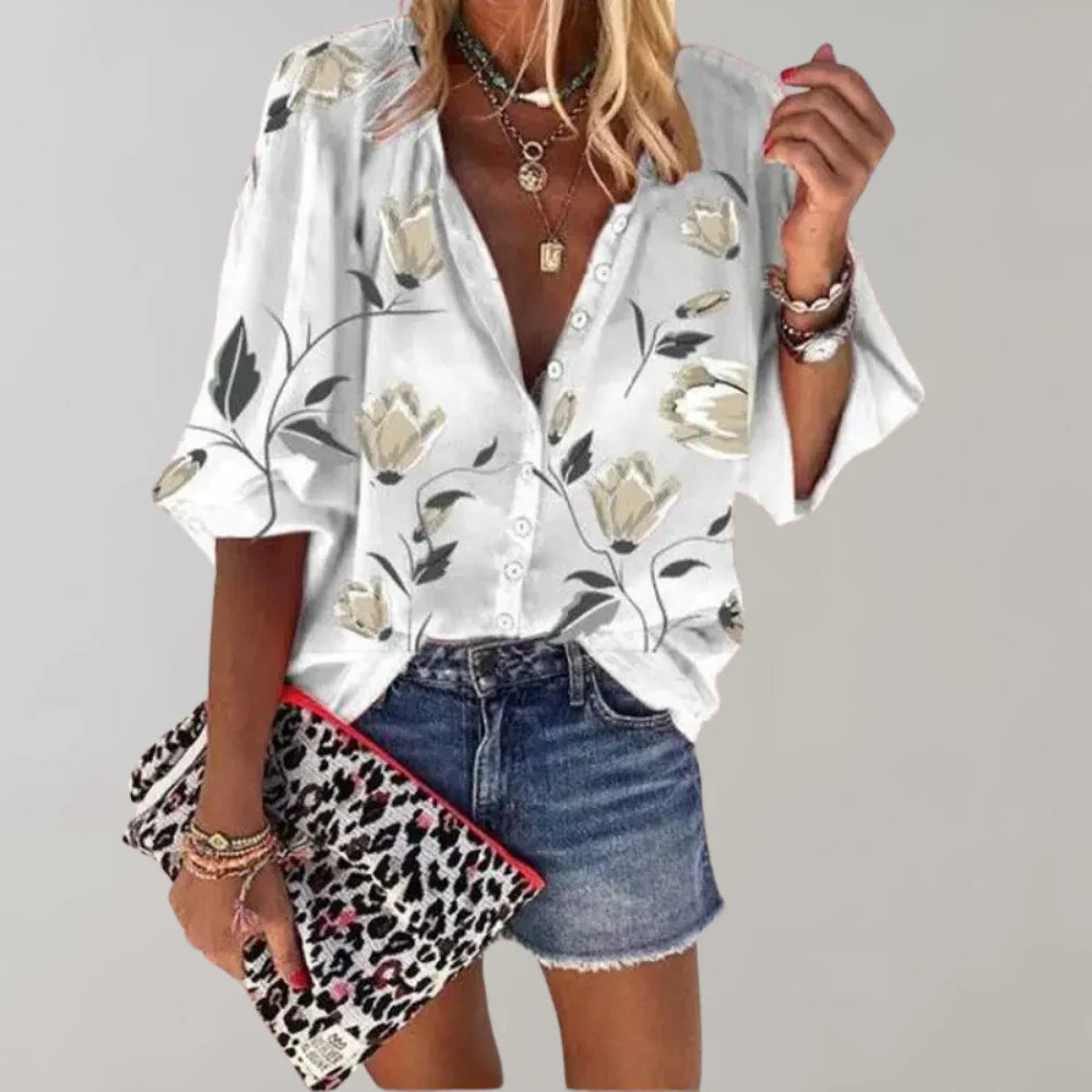 Jeamely Floral Print Blouse