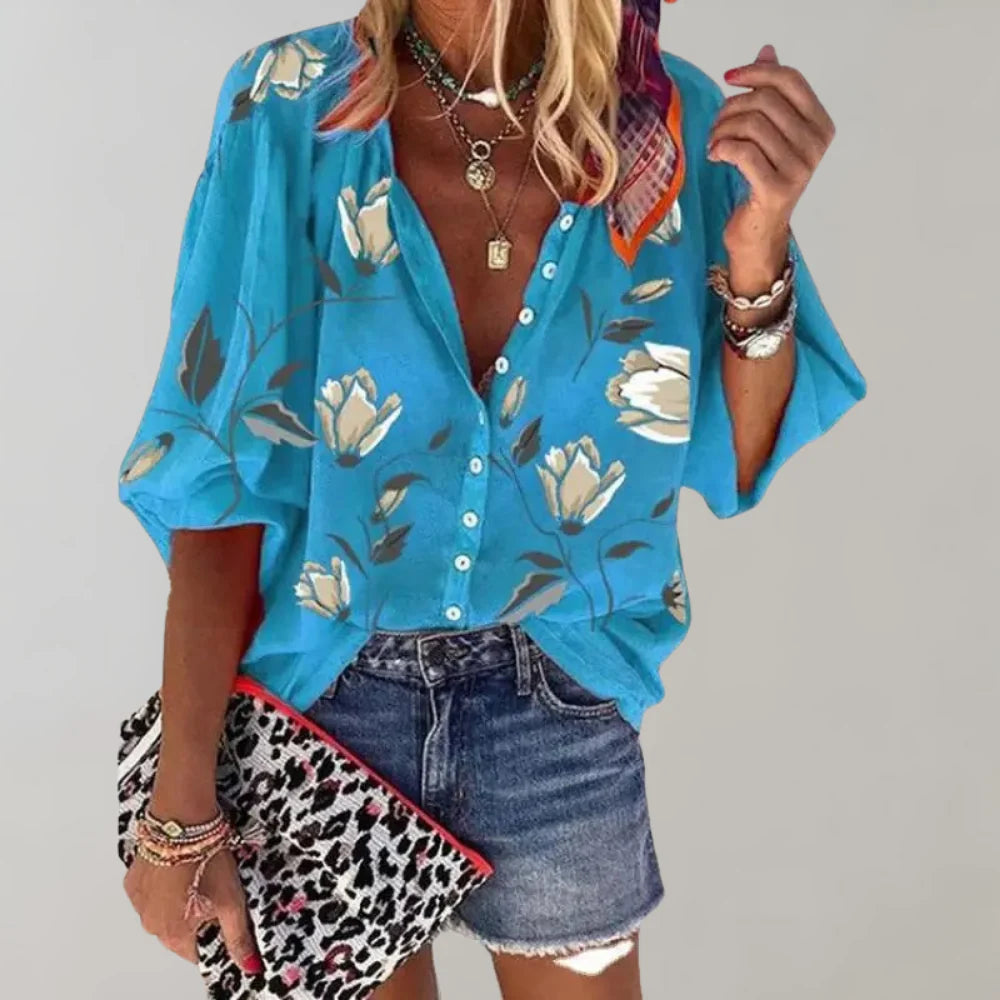 Jeamely Floral Print Blouse