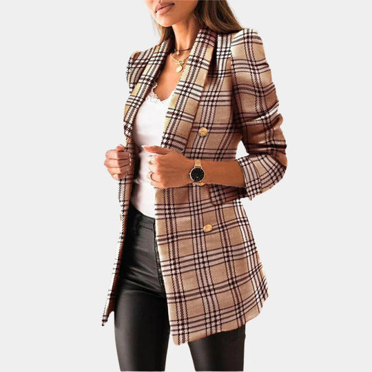Selene Check Pattern Style Blazer