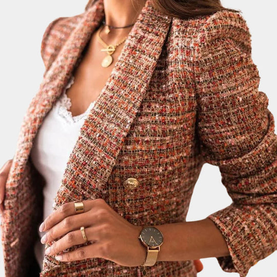 Selene Check Pattern Style Blazer
