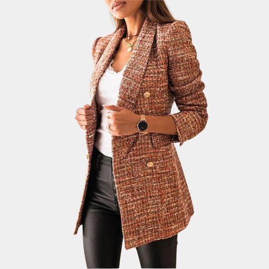Selene Check Pattern Style Blazer