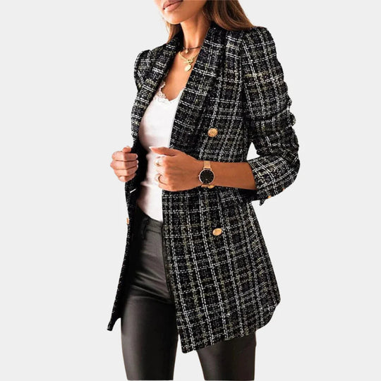 Selene Check Pattern Style Blazer