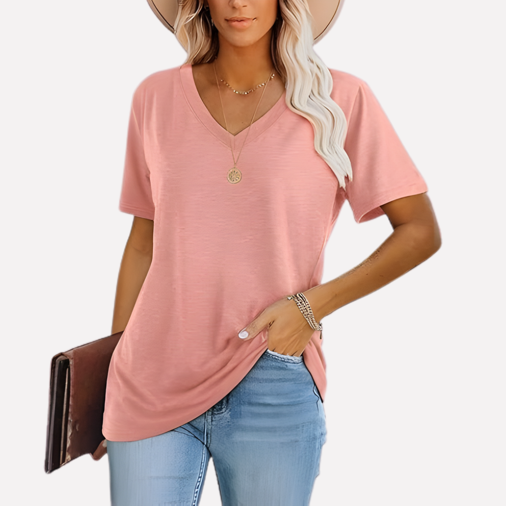 Gemma V Neck Short Sleeve Shirt