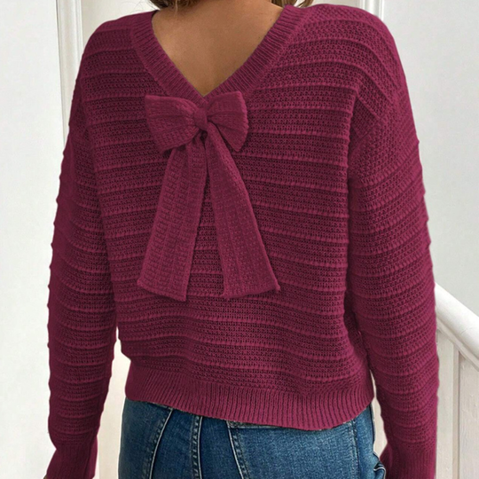 Marivelle Bow Back Pullover Sweater