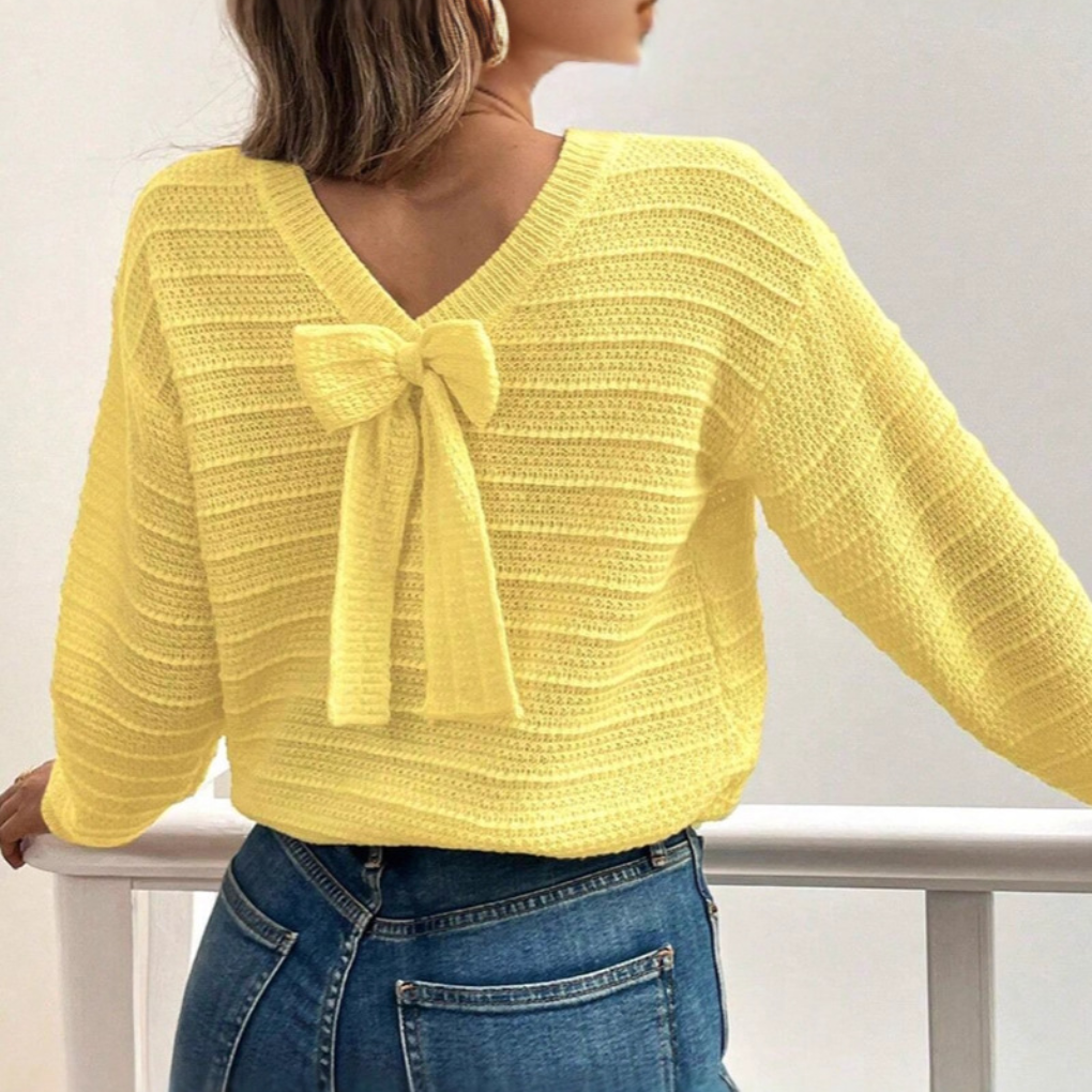 Marivelle Bow Back Pullover Sweater