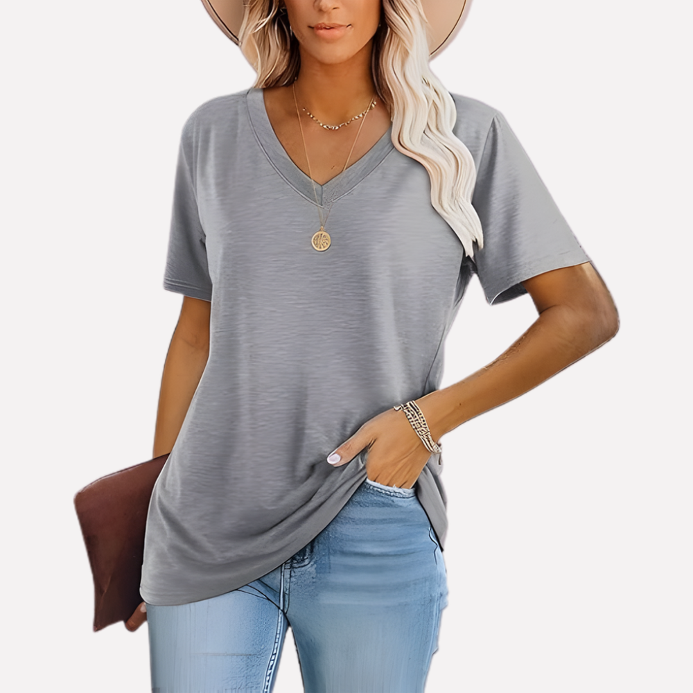 Gemma V Neck Short Sleeve Shirt