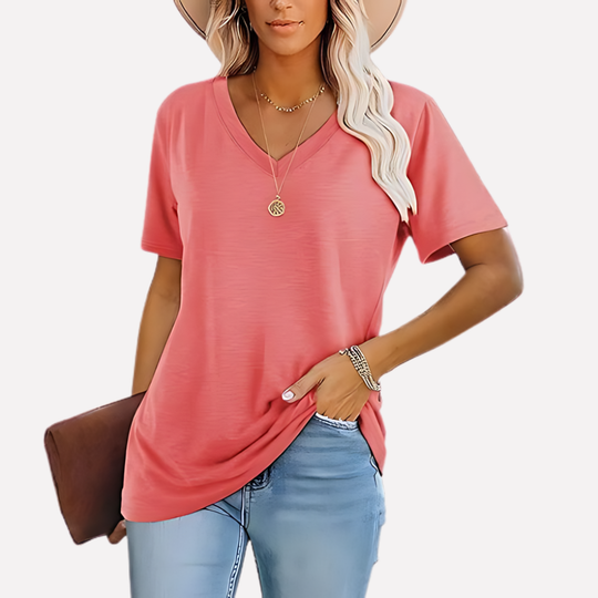 Gemma V Neck Short Sleeve Shirt
