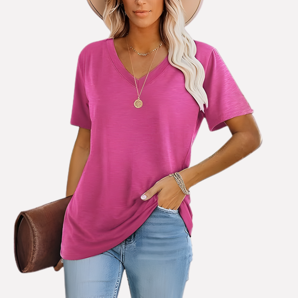 Gemma V Neck Short Sleeve Shirt