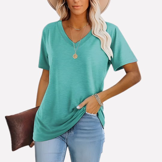 Gemma V Neck Short Sleeve Shirt