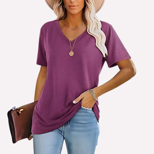 Gemma V Neck Short Sleeve Shirt