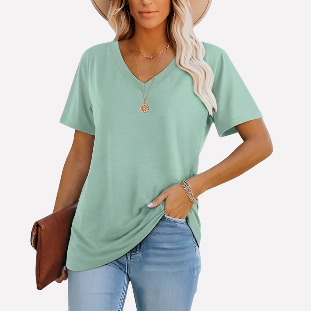 Gemma V Neck Short Sleeve Shirt