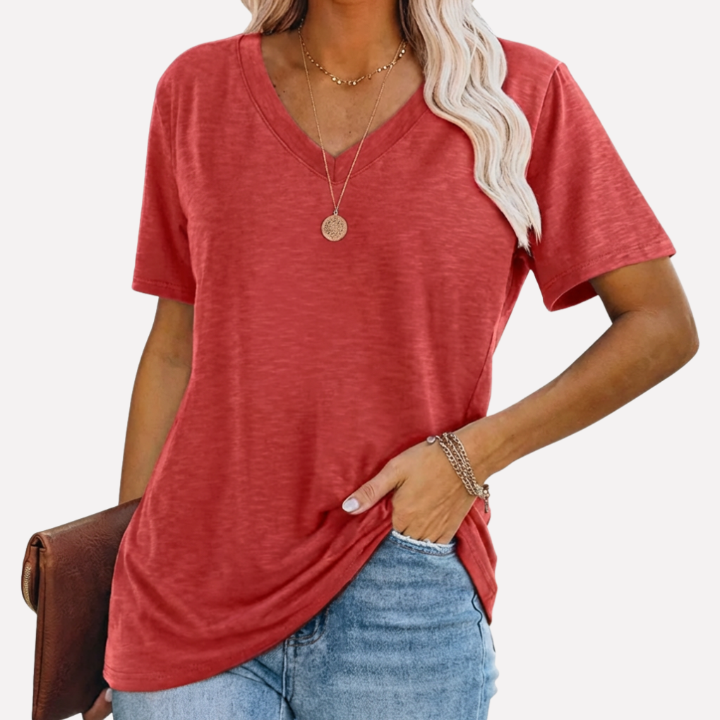 Gemma V Neck Short Sleeve Shirt