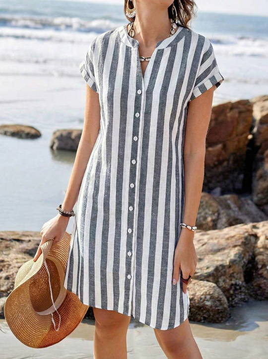 Scarlett Striped Button Midi Dress