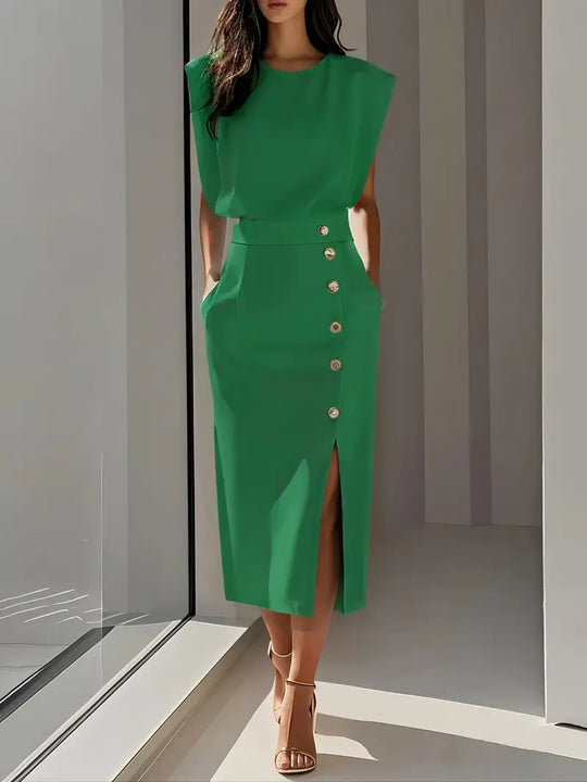 Luna Midi Dress with Side Slit