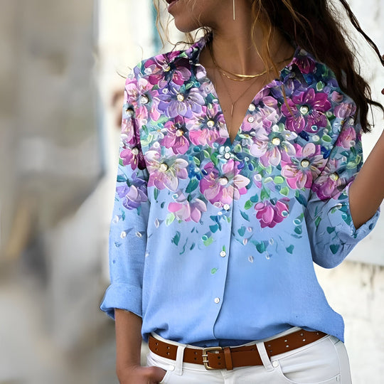 Danajsha Patterned Long Sleeve Blouse