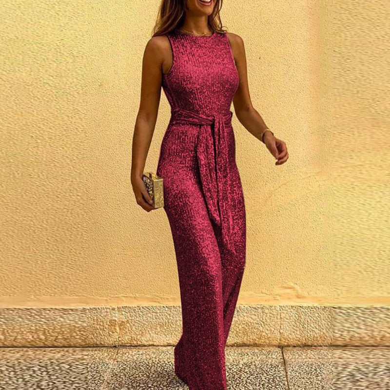 Veloria Polyester V-Neckline Jumpsuit