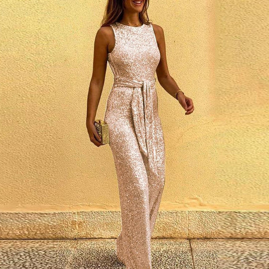 Veloria Polyester V-Neckline Jumpsuit
