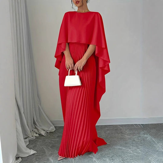 Ciera Pleated Batwing Sleeve Gown