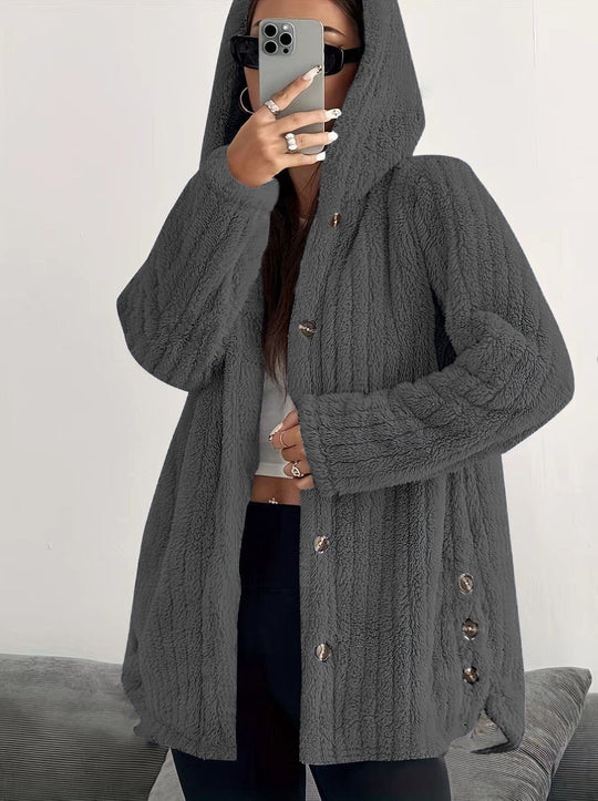 Jane Plushed Hooded Design Cardigan