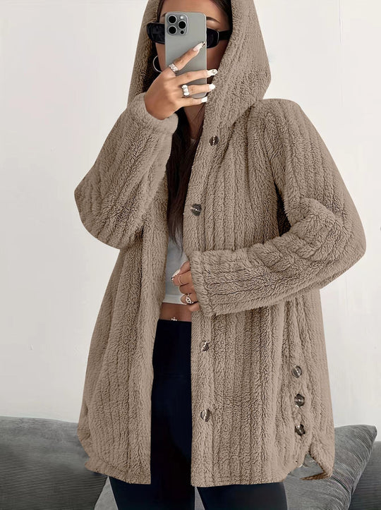 Jane Plushed Hooded Design Cardigan