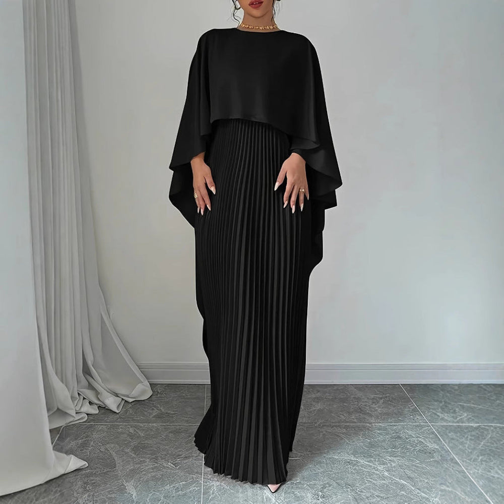 Ciera Pleated Batwing Sleeve Gown