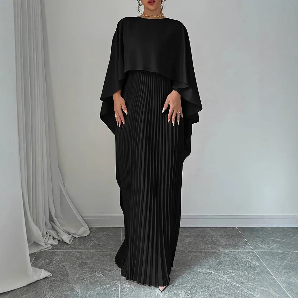 Ciera Pleated Batwing Sleeve Gown