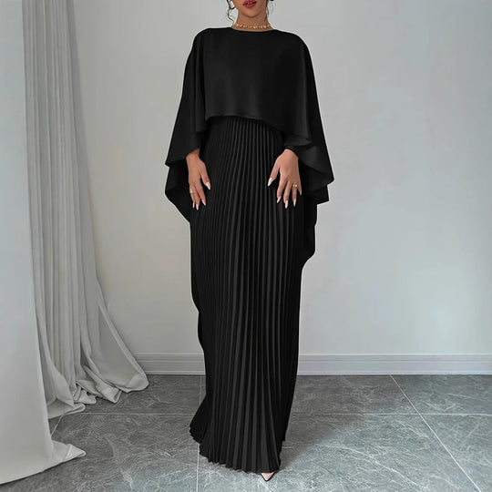 Ciera Pleated Batwing Sleeve Gown