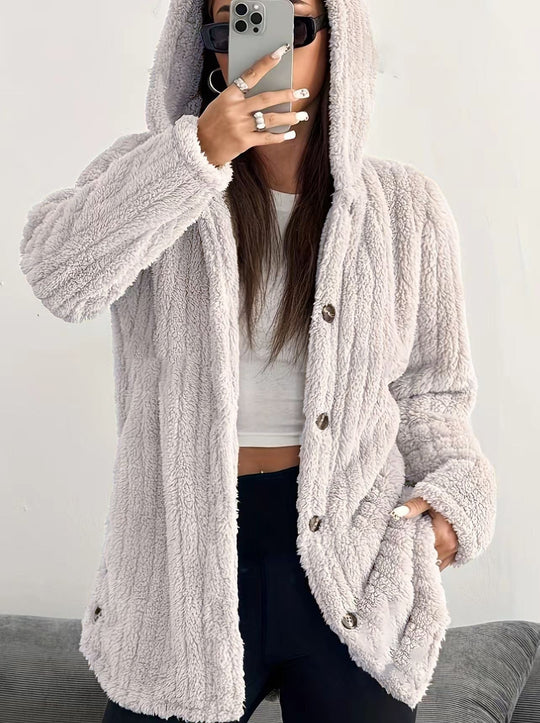 Jane Plushed Hooded Design Cardigan