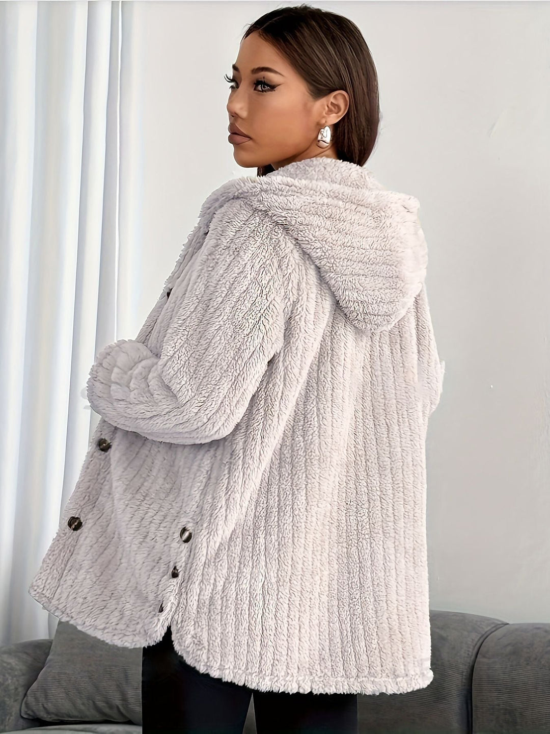 Jane Plushed Hooded Design Cardigan
