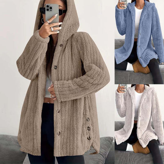 Jane Plushed Hooded Design Cardigan
